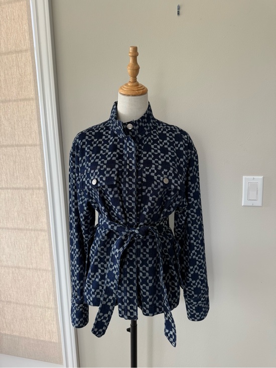 Jonathan Simkhai Jackets & Blazers - Jonathan Simkhai Navy Denim Geometric Belted Utility Jacket